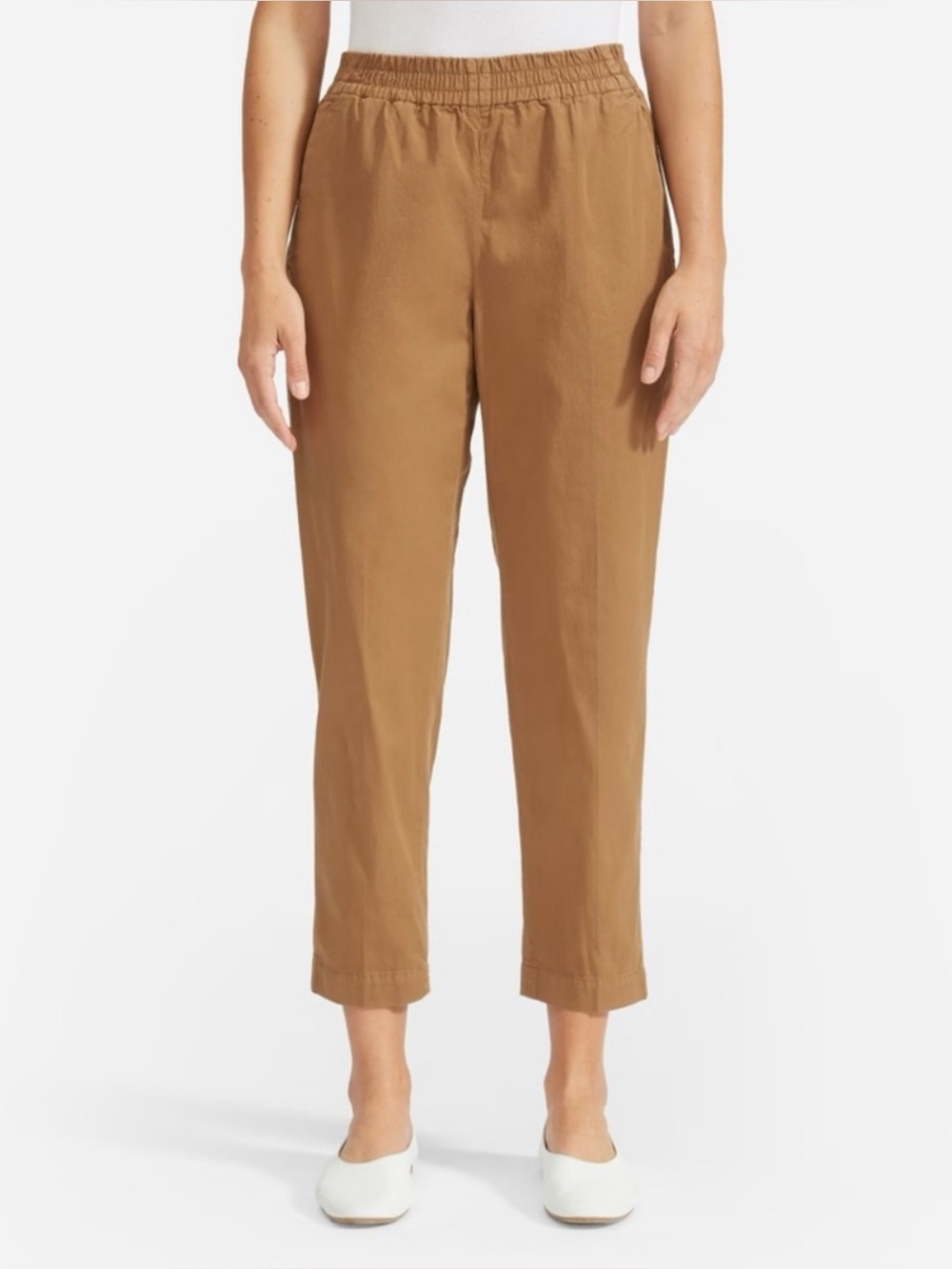 Everlane Pants 8 Easy Chino Cropped Pull On Tapered Relaxed Fit Tan Ochre